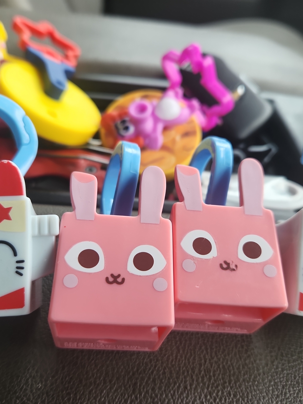 Cute Pink Bunny Bag Clips for Kids - Pack of 4 Roblox